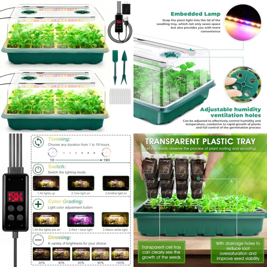 Seed Starter Tray with Grow Li - огляд і ціна Humidity Dome Kit